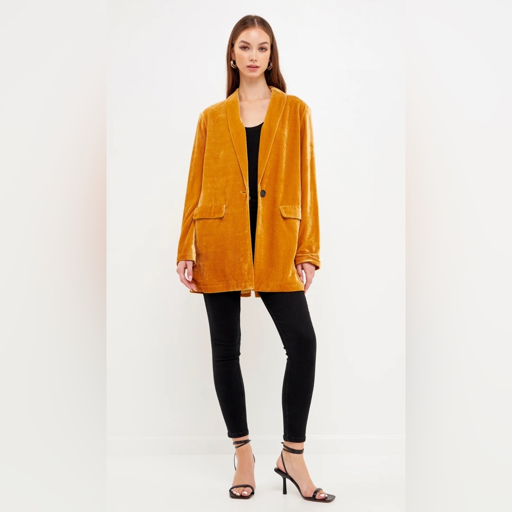 Endless Rose Yellow Golden Veronica Velvet Blazer Medium